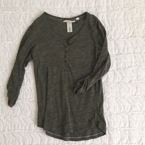 H&M Soft Knit Top - 3/4 length - Olive Green - S